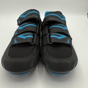 NEW Venzo Cycling Shoes Womens 6.5 Men 5 Black Blue Trim Lace Up Reflective
